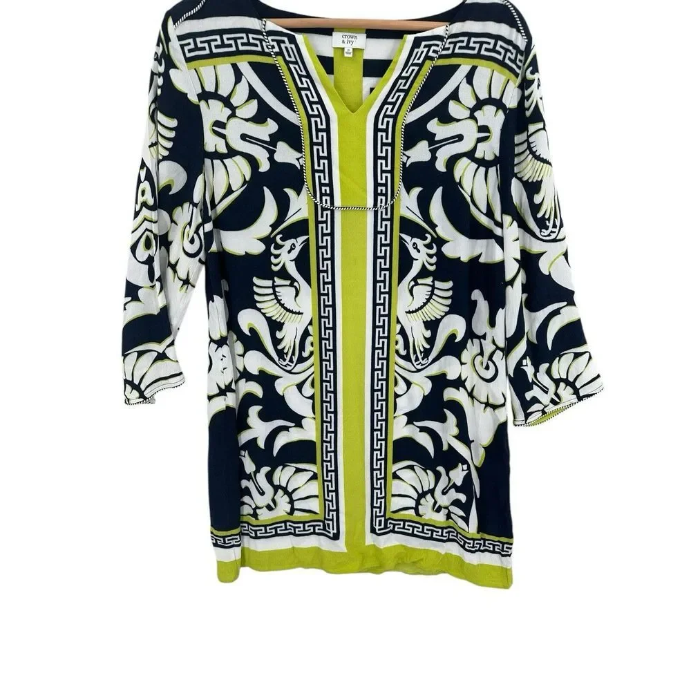 Crown & Ivy Peasant Tunic Womens Size 12 Resort Vacation Cottagecore Boho - Picture 5 of 8